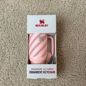 Stanley Pink Striped Mini Tumbler Ornament/Keychain - Brand New